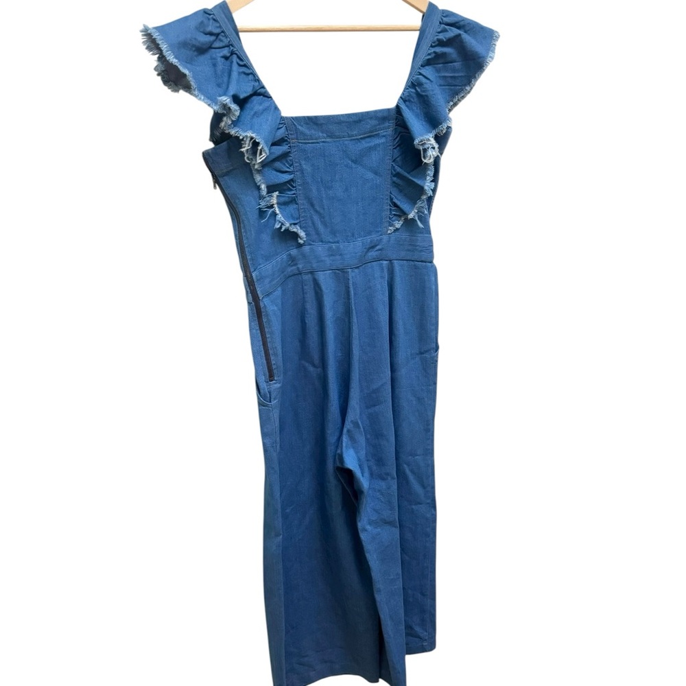 SEA NY Ruffled Shoulder Denim Jumpsuit - Picture 11 of 13